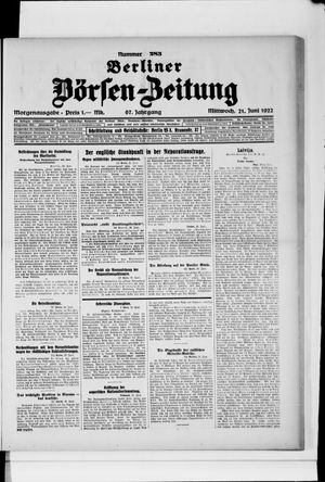 Berliner Börsen-Zeitung vom 21.06.1922