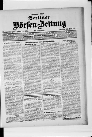 Berliner Börsen-Zeitung vom 23.06.1922