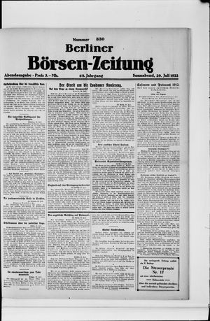 Berliner Börsen-Zeitung vom 29.07.1922