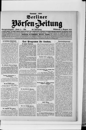 Berliner Börsen-Zeitung vom 02.08.1922