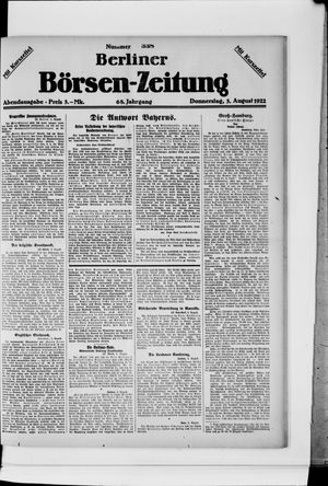 Berliner Börsen-Zeitung vom 03.08.1922