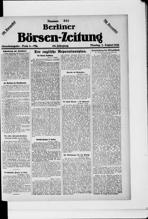 Berliner Börsen-Zeitung vom 07.08.1922