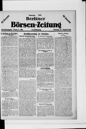 Berliner Börsen-Zeitung vom 14.08.1922