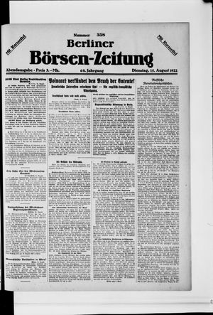 Berliner Börsen-Zeitung vom 15.08.1922