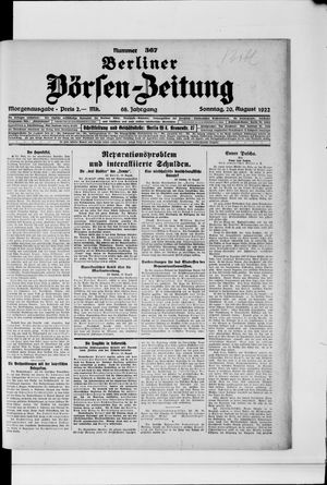 Berliner Börsen-Zeitung vom 20.08.1922