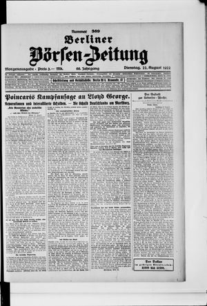Berliner Börsen-Zeitung vom 22.08.1922