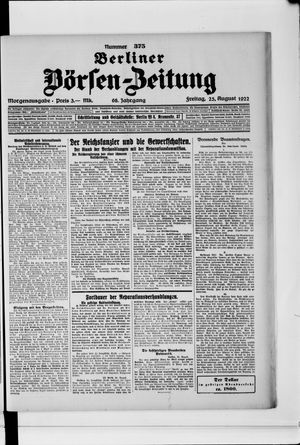 Berliner Börsen-Zeitung vom 25.08.1922