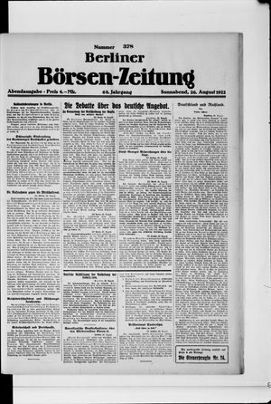 Berliner Börsen-Zeitung vom 26.08.1922