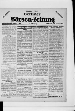 Berliner Börsen-Zeitung vom 30.08.1922