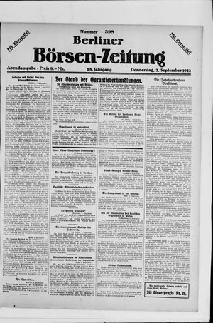 Berliner Börsen-Zeitung vom 07.09.1922