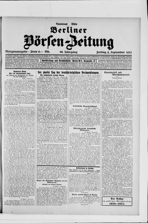 Berliner Börsen-Zeitung vom 08.09.1922
