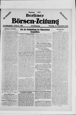 Berliner Börsen-Zeitung vom 11.09.1922