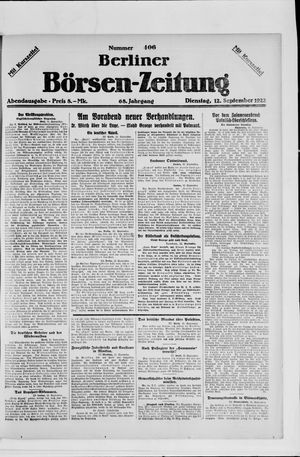 Berliner Börsen-Zeitung on Sep 12, 1922