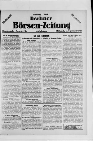 Berliner Börsen-Zeitung vom 13.09.1922