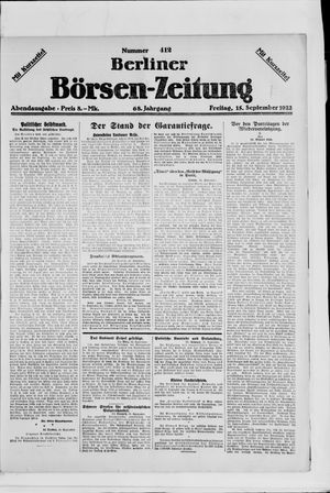 Berliner Börsen-Zeitung vom 15.09.1922