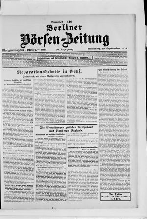 Berliner Börsen-Zeitung vom 20.09.1922