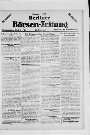 Berliner Börsen-Zeitung vom 20.09.1922