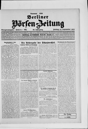 Berliner Börsen-Zeitung vom 22.09.1922