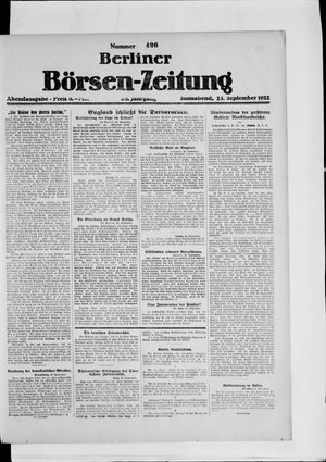 Berliner Börsen-Zeitung vom 23.09.1922