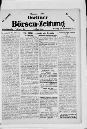 Berliner Börsen-Zeitung vom 25.09.1922
