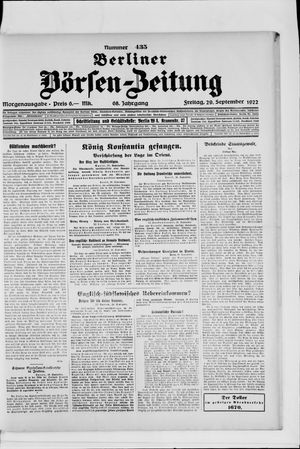 Berliner Börsen-Zeitung vom 29.09.1922