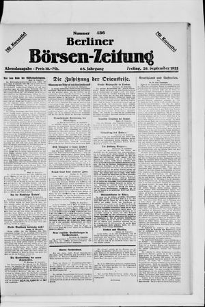 Berliner Börsen-Zeitung vom 29.09.1922