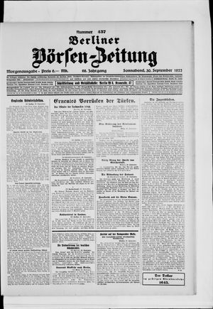Berliner Börsen-Zeitung on Sep 30, 1922