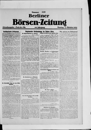 Berliner Börsen-Zeitung vom 02.10.1922