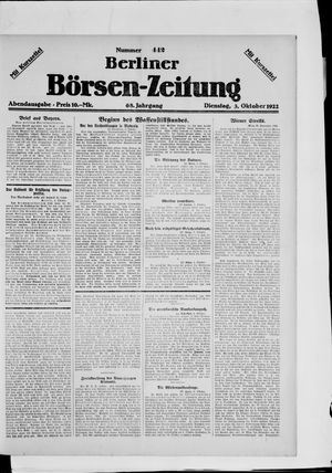 Berliner Börsen-Zeitung vom 03.10.1922