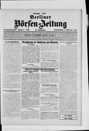 Berliner Börsen-Zeitung vom 05.10.1922