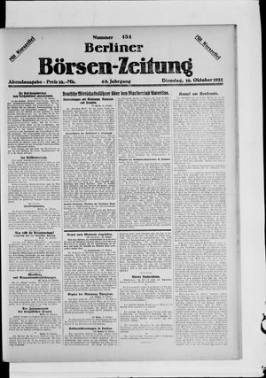 Berliner Börsen-Zeitung vom 10.10.1922