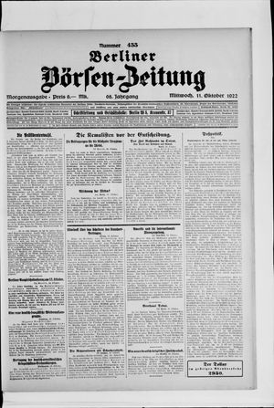 Berliner Börsen-Zeitung vom 11.10.1922