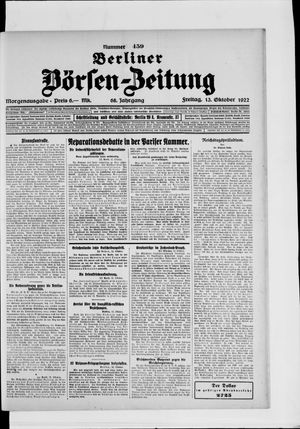 Berliner Börsen-Zeitung vom 13.10.1922