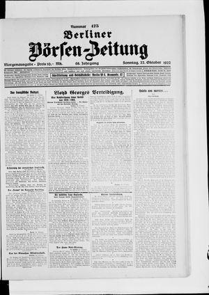Berliner Börsen-Zeitung vom 22.10.1922