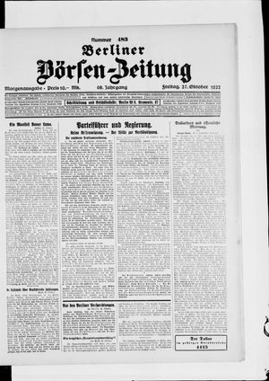 Berliner Börsen-Zeitung vom 27.10.1922