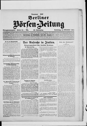 Berliner Börsen-Zeitung vom 29.10.1922