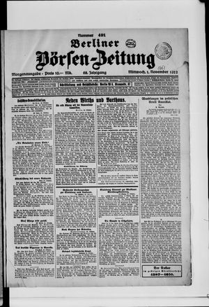 Berliner Börsen-Zeitung vom 01.11.1922