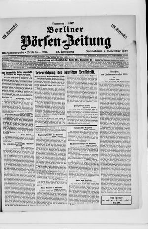 Berliner Börsen-Zeitung vom 04.11.1922