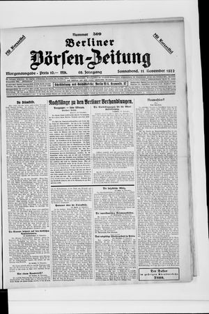 Berliner Börsen-Zeitung vom 11.11.1922