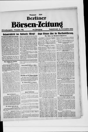 Berliner Börsen-Zeitung vom 11.11.1922