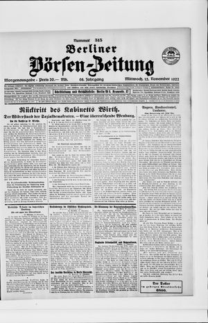 Berliner Börsen-Zeitung vom 15.11.1922