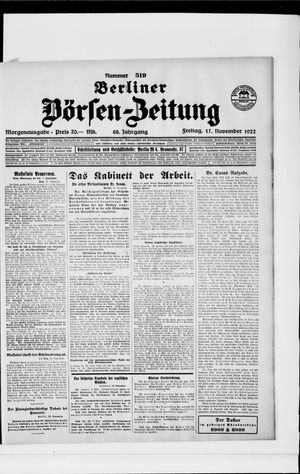 Berliner Börsen-Zeitung vom 17.11.1922