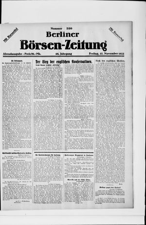 Berliner Börsen-Zeitung vom 17.11.1922
