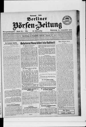 Berliner Börsen-Zeitung vom 21.11.1922