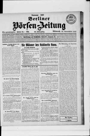 Berliner Börsen-Zeitung vom 22.11.1922