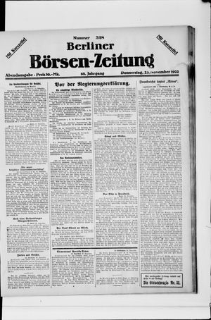 Berliner Börsen-Zeitung vom 23.11.1922