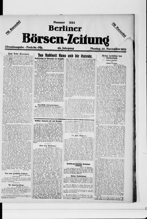 Berliner Börsen-Zeitung vom 27.11.1922