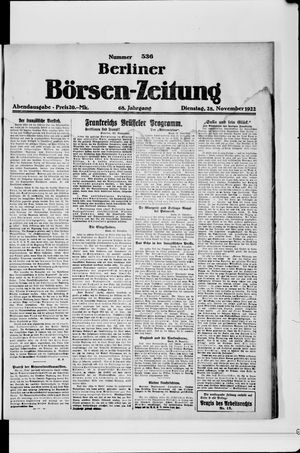Berliner Börsen-Zeitung vom 28.11.1922