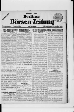 Berliner Börsen-Zeitung vom 29.11.1922