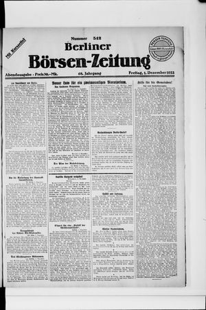 Berliner Börsen-Zeitung vom 01.12.1922